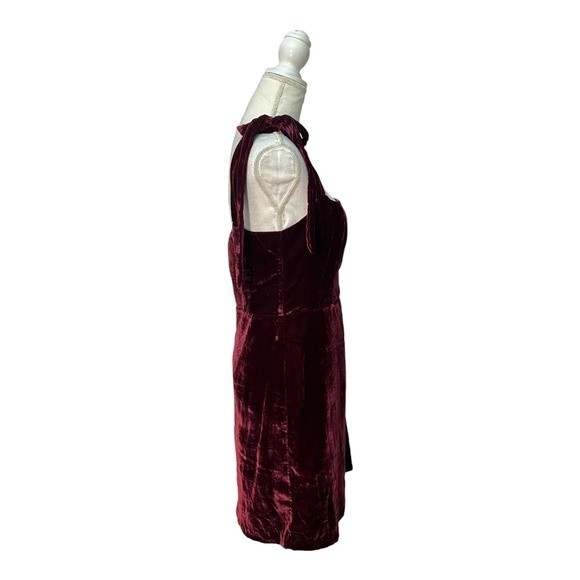 House of Harlow 1960 x Revolve Burgundy Velvet Shoulder Tie Maroon Mini Dress M - Picture 6 of 6